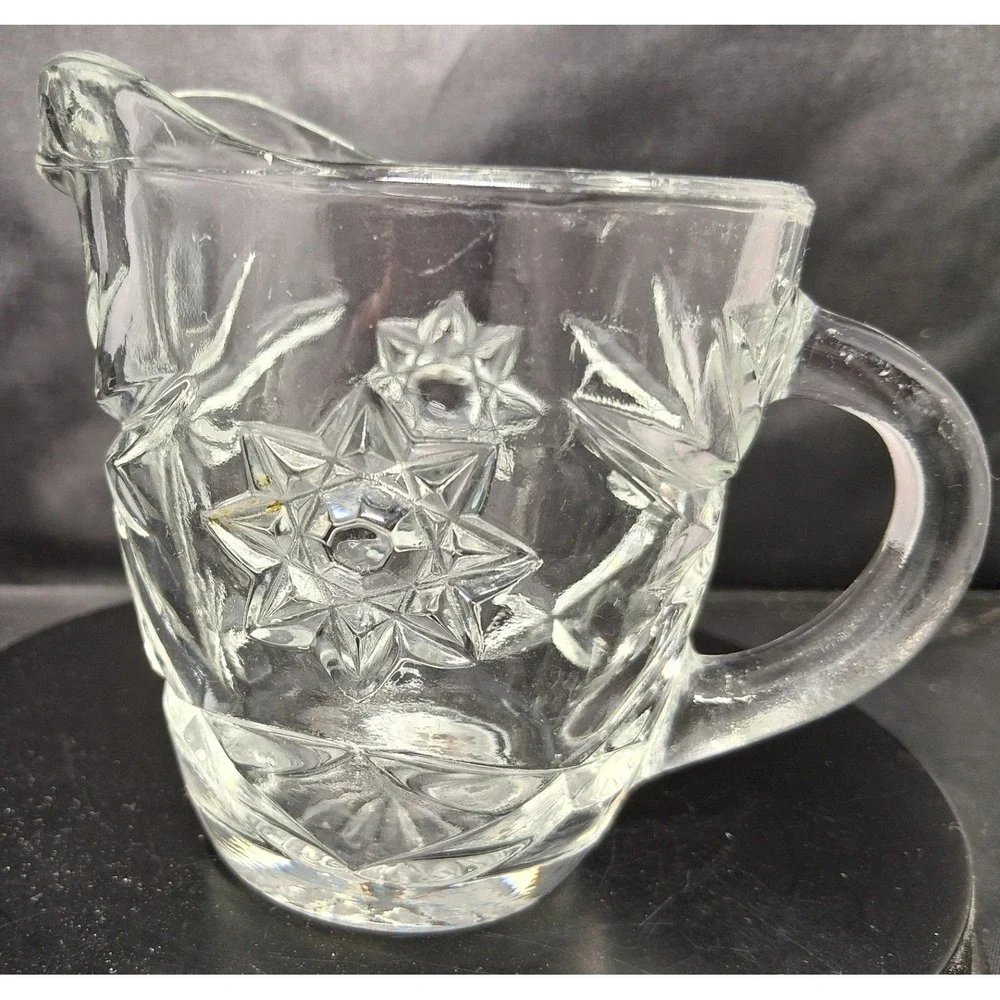 Vintage Anchor Hocking Star of David Pressed Glass Creamer
